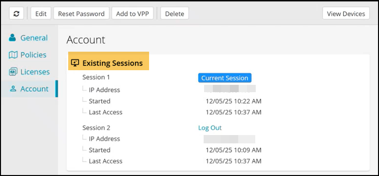 Managing Active Sessions