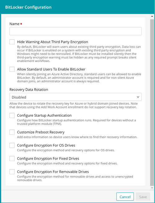 Configure BitLocker settings in the Library